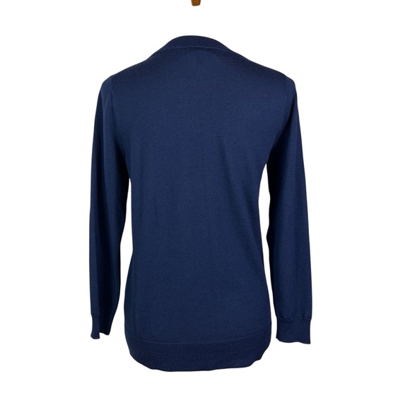 J.Crew 100% Merino Wool Navy Crewneck Sweater Classic Knit Women’s Size Medium - Picture 3 of 8